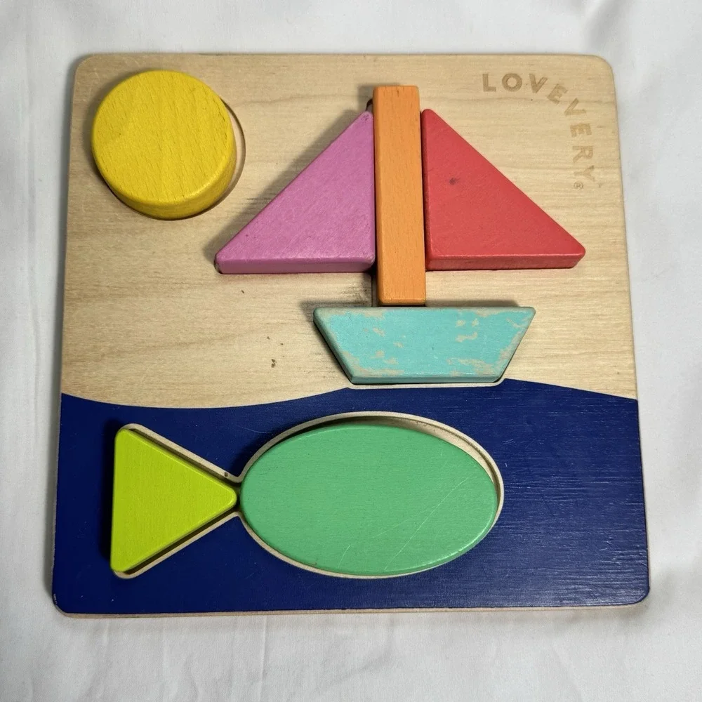 Lovevery Montessori Wooden Twist & Pivot Pattern Puzzle Toy Babies And Toddler